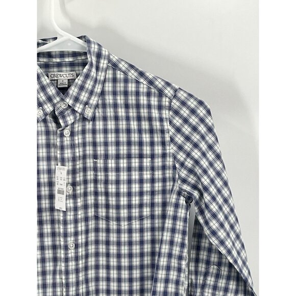 Crewcuts Blue Plaid Collar Button Up Shirt Boys Sz 8 NWT - Picture 2 of 6